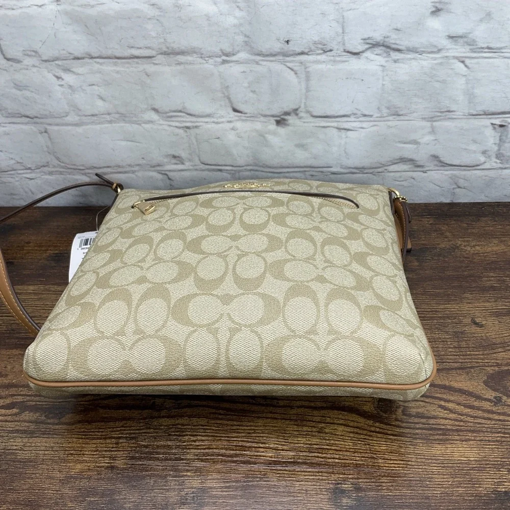 Coach Rowan File Bag In Signature Canvas‎ Light Khaki Light Saddle CS192 Purse